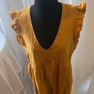 Yellow/Gold midi dress, Knox rose, bnwot, size medium